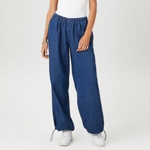 Denim Wide-Leg Joggers